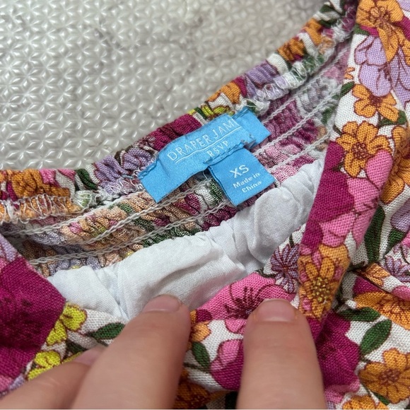 Draper James RSVP Pink Floral Square Neck Blouse - Picture 3 of 5